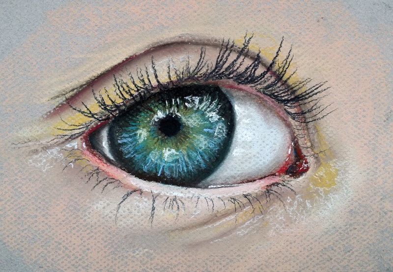 The completed painting of an eye