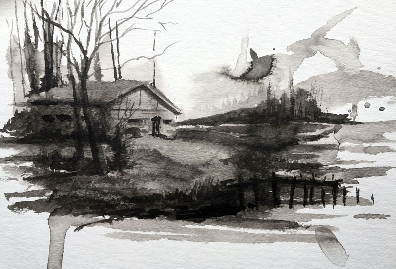 Creativity Exercise with Ink Wash Result