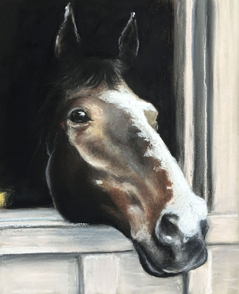 Pastel drawing of a horse